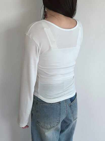 Fleece rib ラウンドネックカットソー