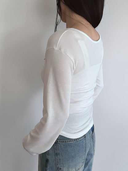 Fleece rib ラウンドネックカットソー