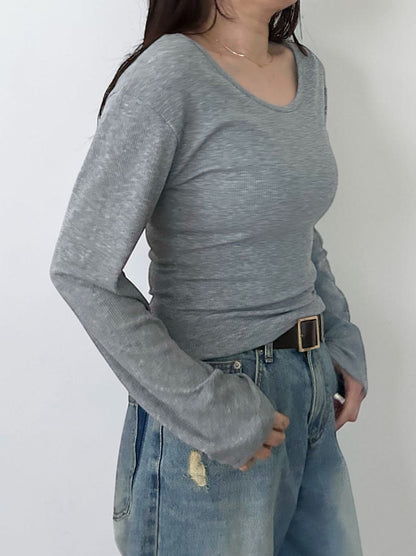 Fleece rib ラウンドネックカットソー