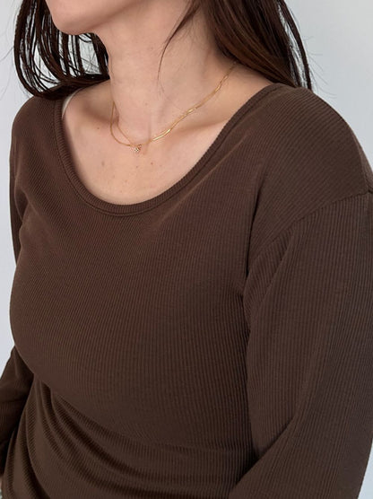 Fleece rib ラウンドネックカットソー