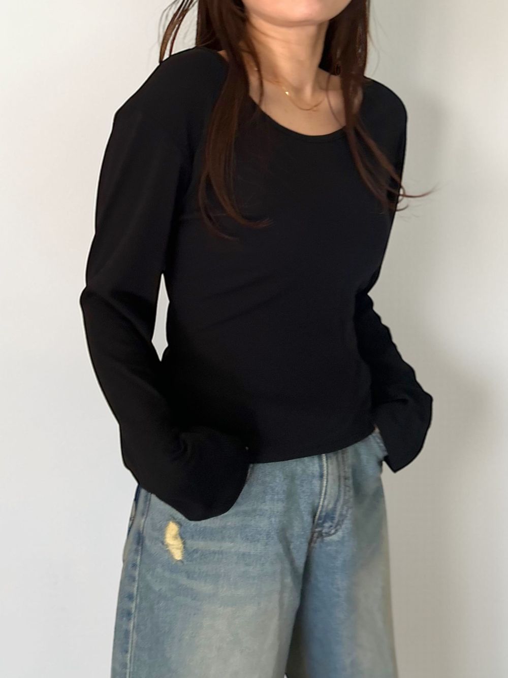 Fleece rib ラウンドネックカットソー