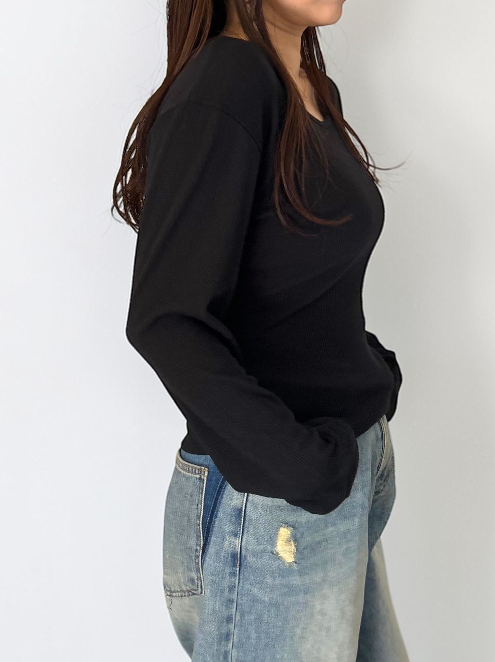 Fleece rib ラウンドネックカットソー