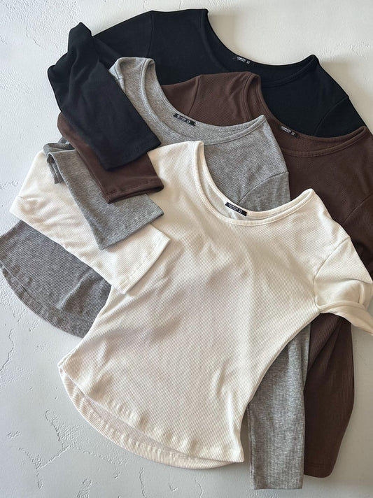 Fleece rib ラウンドネックカットソー