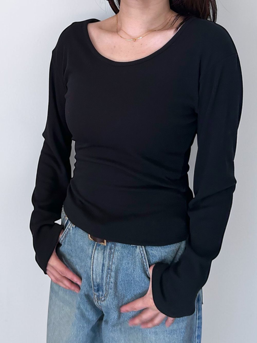 Fleece rib ラウンドネックカットソー