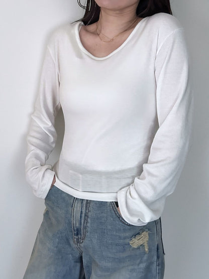 Fleece rib ラウンドネックカットソー