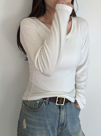 Fleece rib ラウンドネックカットソー