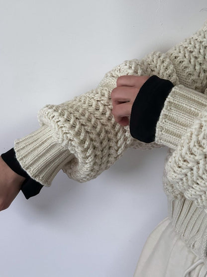 Crochet クルーネックジップアップニット