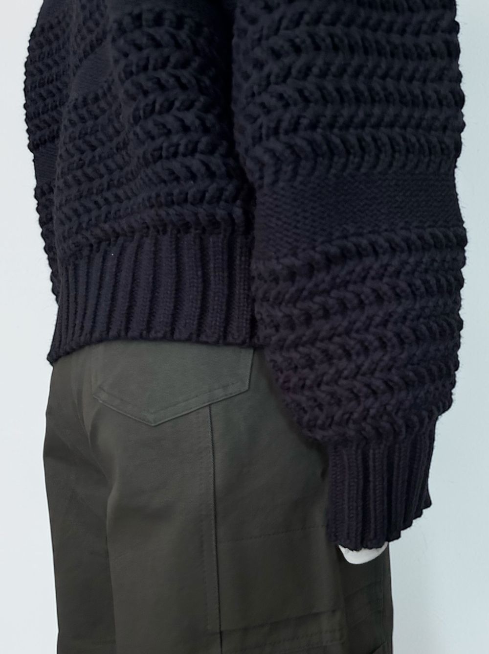 Crochet クルーネックジップアップニット