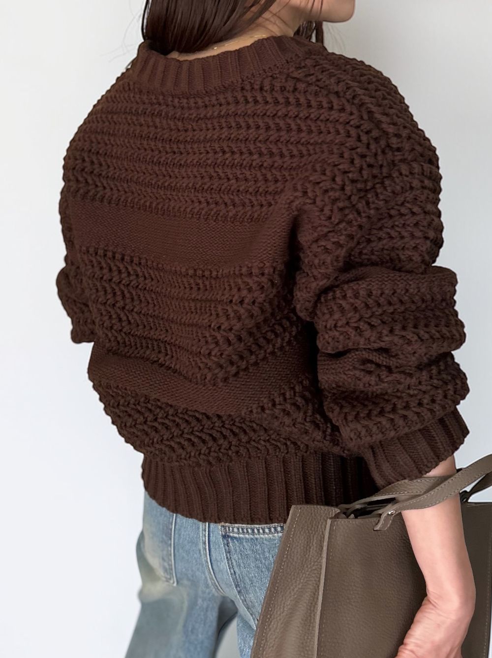 Crochet クルーネックジップアップニット