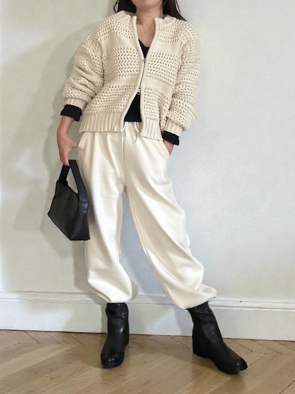 Crochet クルーネックジップアップニット