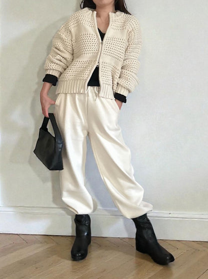 Crochet クルーネックジップアップニット