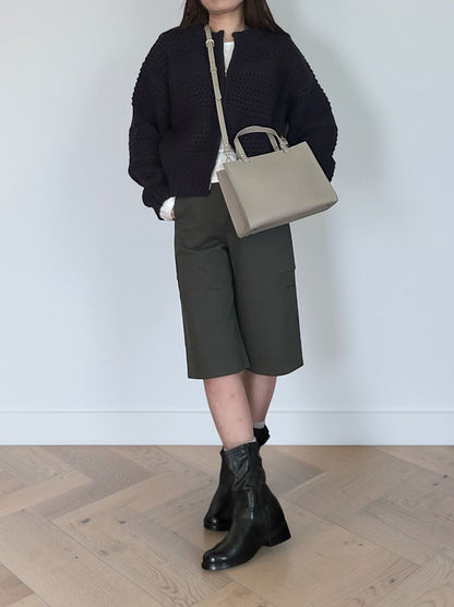 Crochet クルーネックジップアップニット