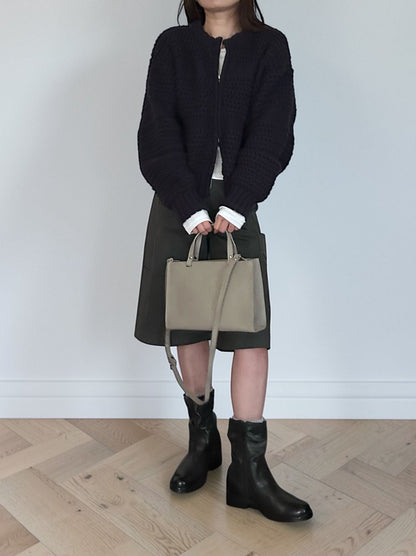 Crochet クルーネックジップアップニット