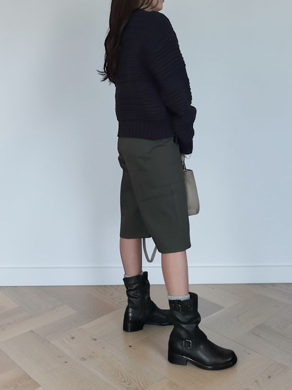 Crochet クルーネックジップアップニット