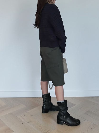 Crochet クルーネックジップアップニット