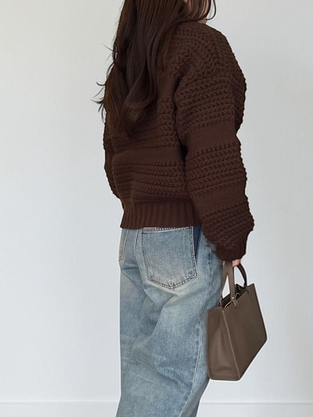 Crochet クルーネックジップアップニット