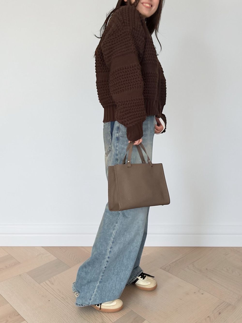 Crochet クルーネックジップアップニット