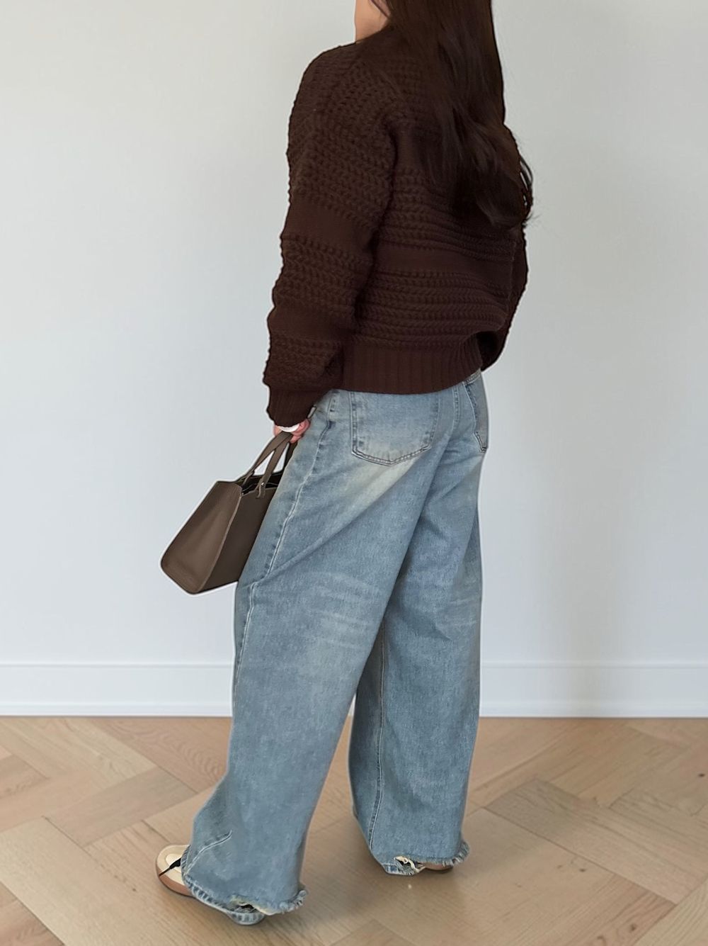 Crochet クルーネックジップアップニット