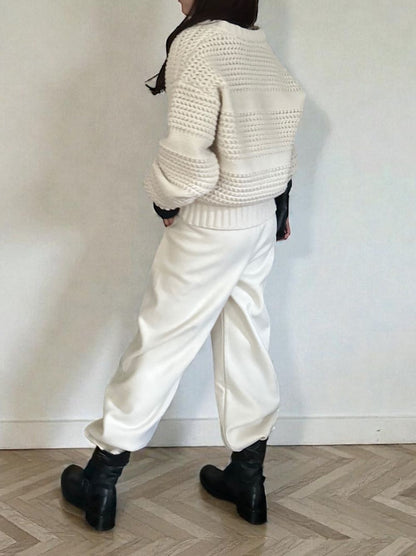 Crochet クルーネックジップアップニット