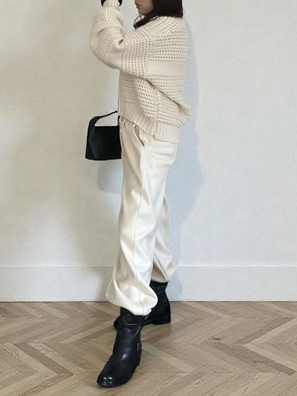 Crochet クルーネックジップアップニット