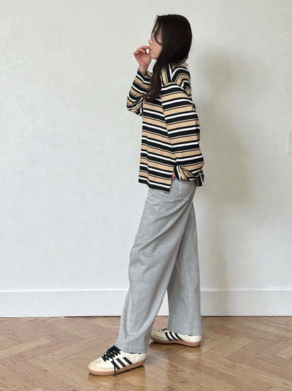 Rugger border ニットプルオーバーシャツ