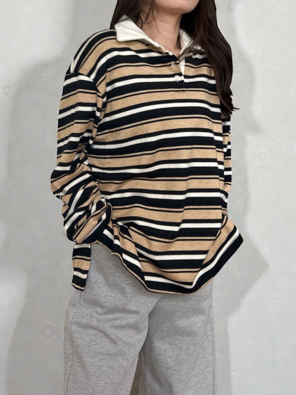 Rugger border ニットプルオーバーシャツ