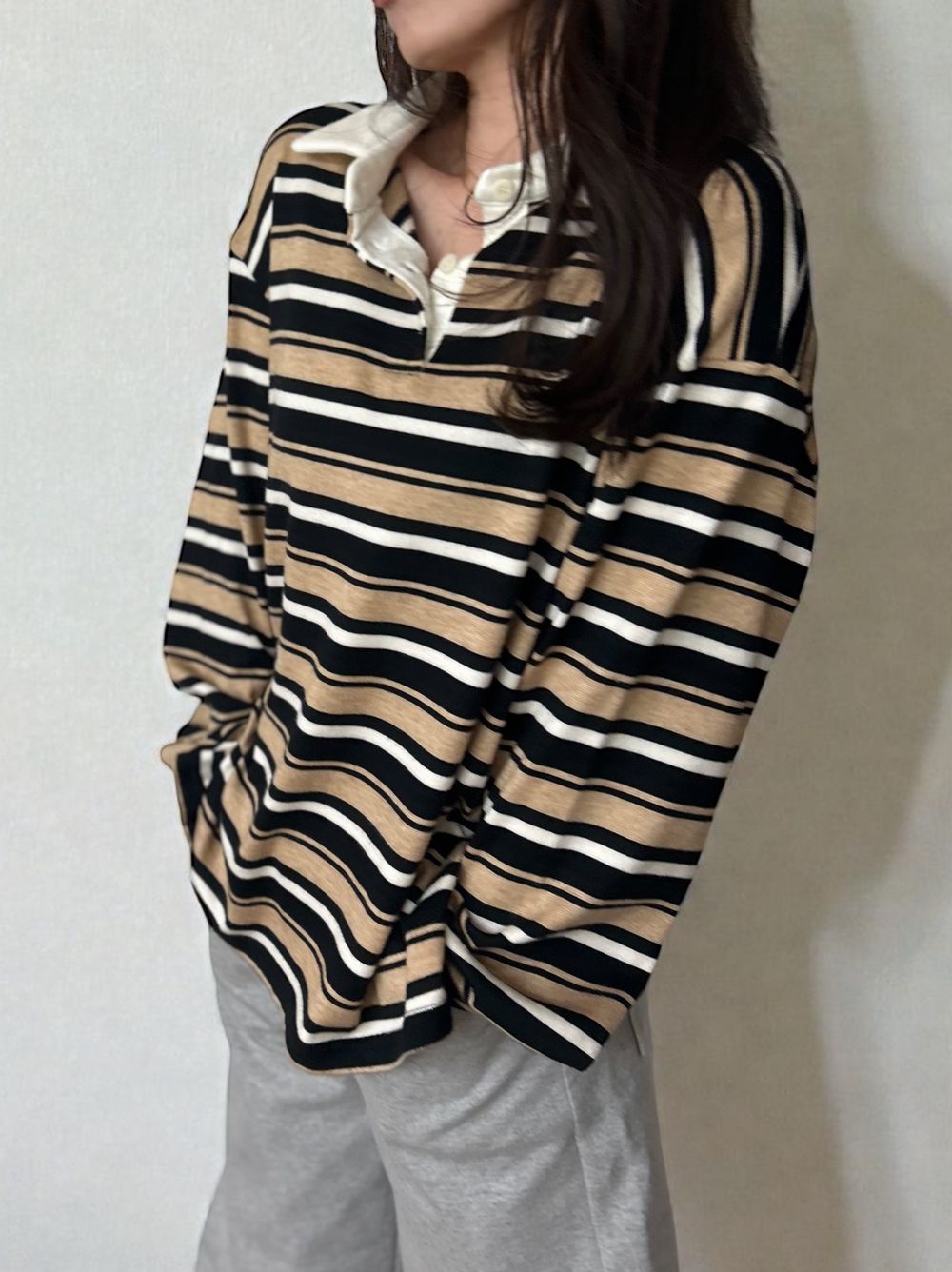 Rugger border ニットプルオーバーシャツ