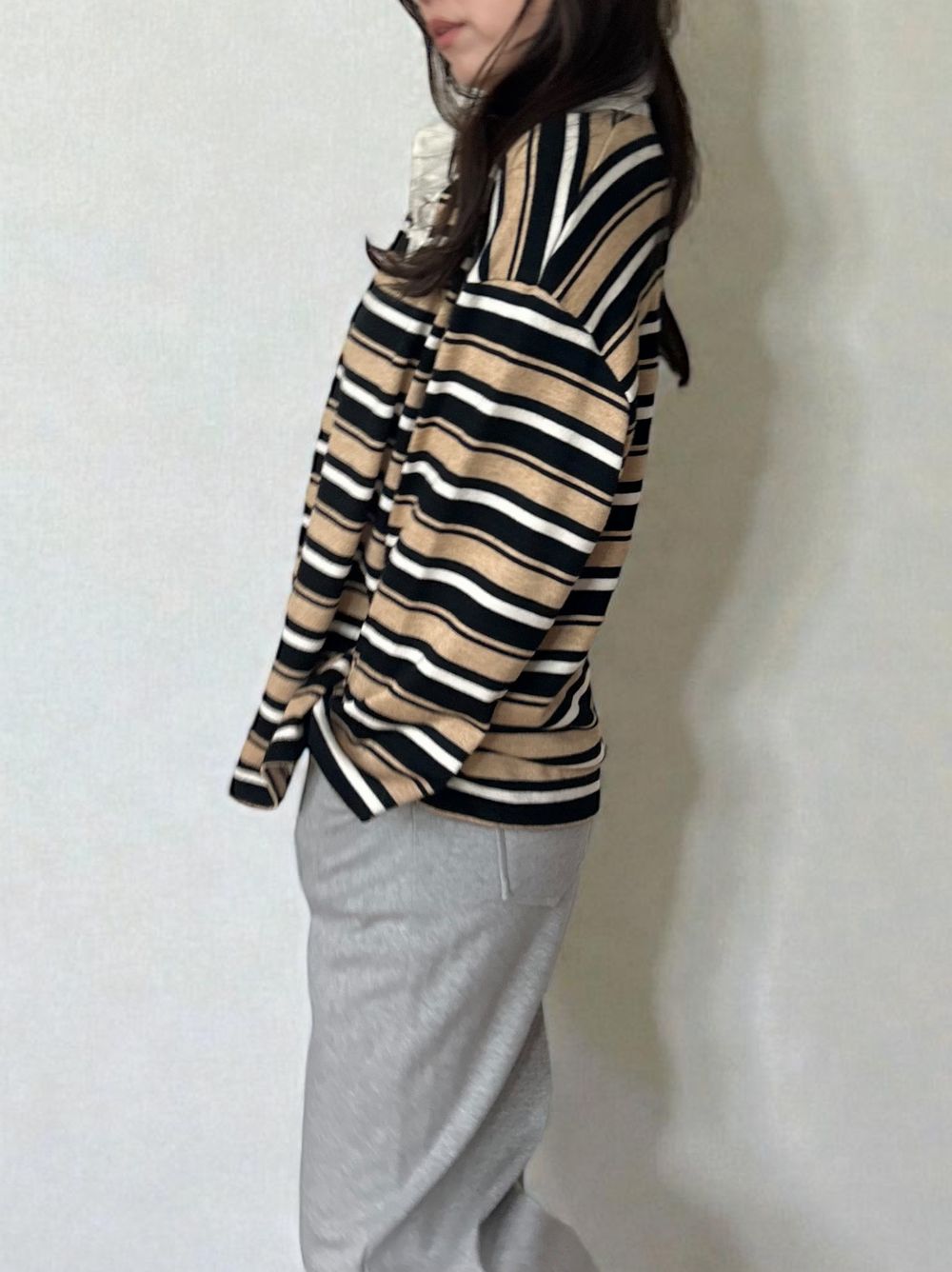 Rugger border ニットプルオーバーシャツ