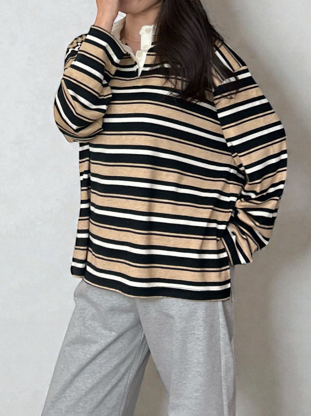 Rugger border ニットプルオーバーシャツ