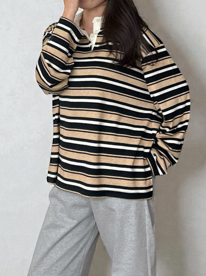 Rugger border ニットプルオーバーシャツ