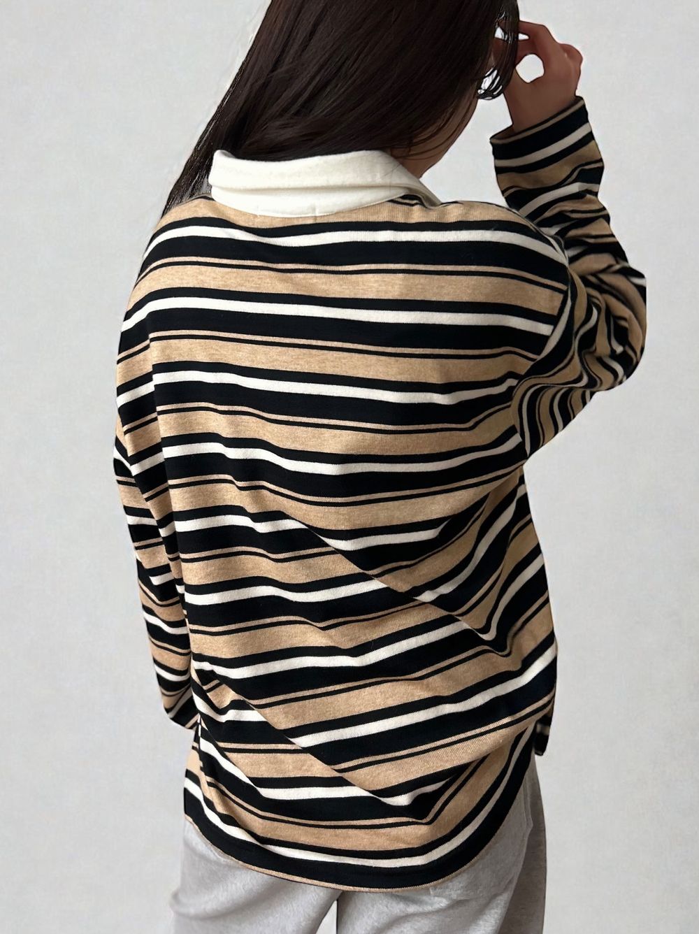 Rugger border ニットプルオーバーシャツ