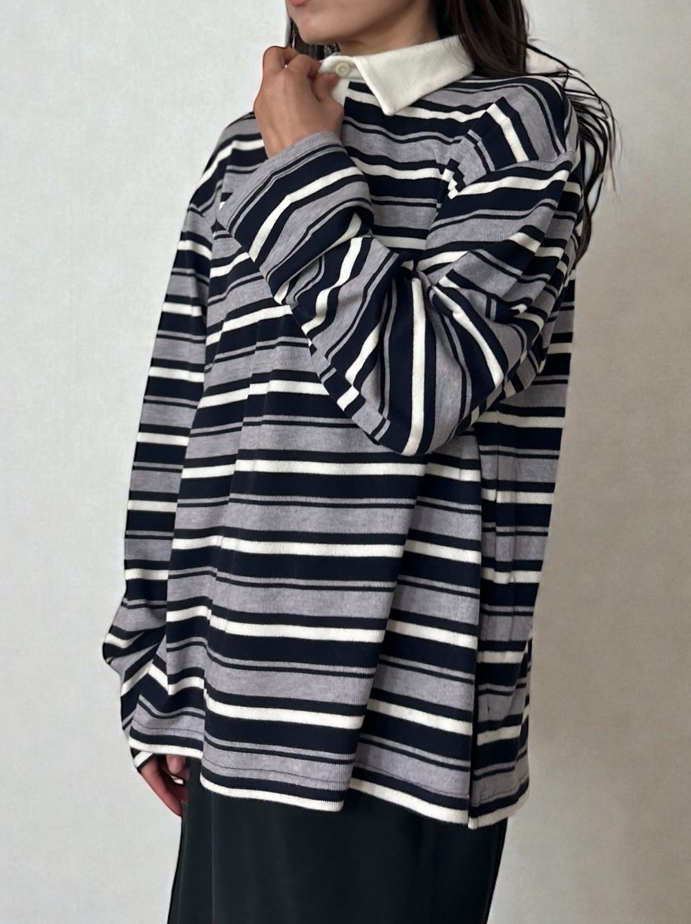 Rugger border ニットプルオーバーシャツ