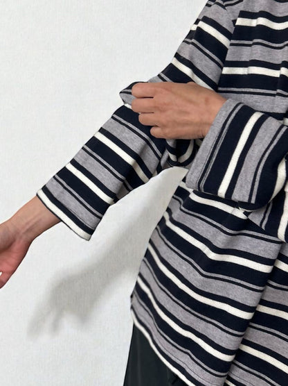 Rugger border ニットプルオーバーシャツ