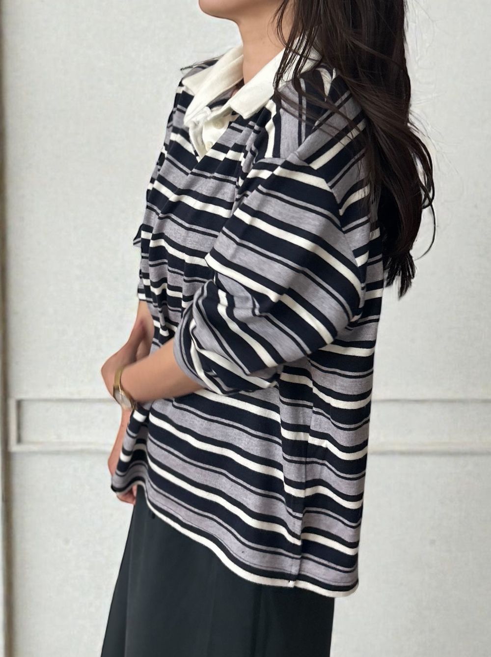 Rugger border ニットプルオーバーシャツ