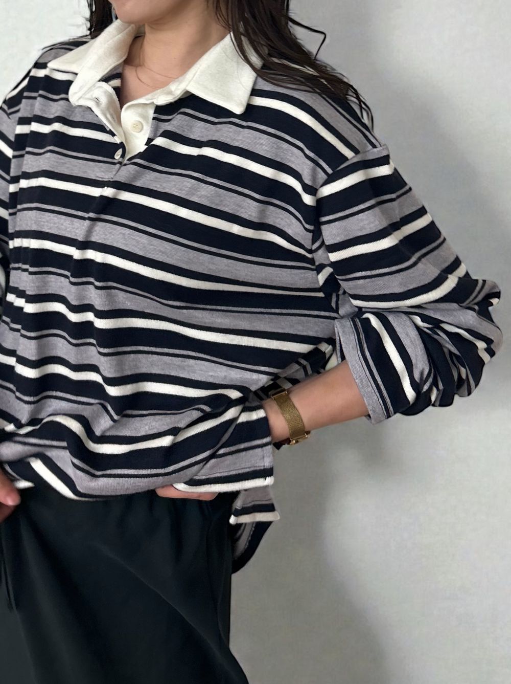 Rugger border ニットプルオーバーシャツ