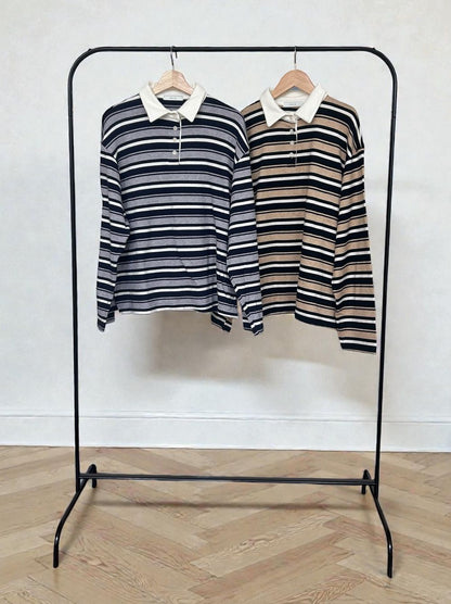 Rugger border ニットプルオーバーシャツ