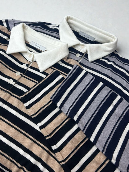 Rugger border ニットプルオーバーシャツ