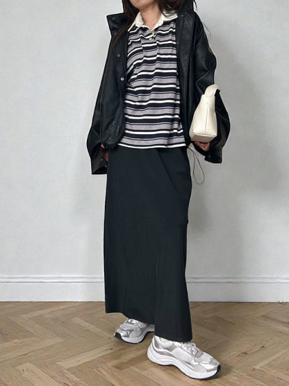 Rugger border ニットプルオーバーシャツ