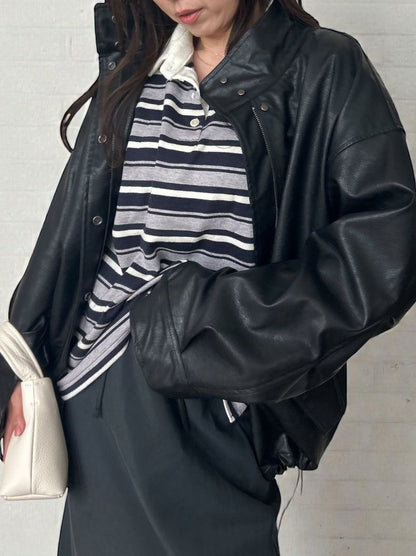 Rugger border ニットプルオーバーシャツ