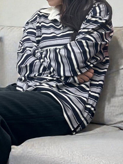 Rugger border ニットプルオーバーシャツ