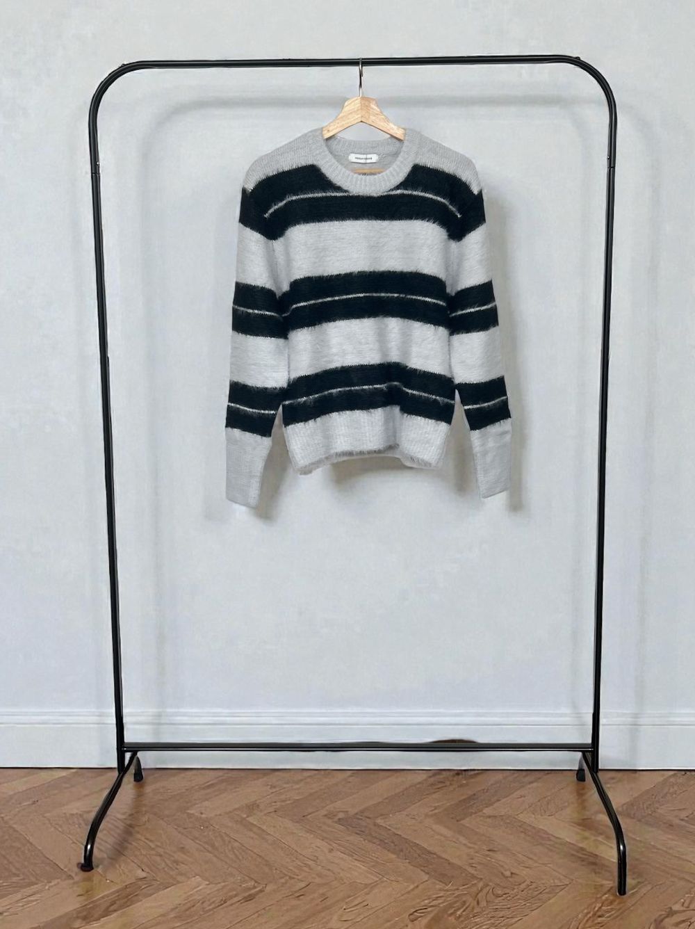 Mohair like shaggy ワイドボーダーニット