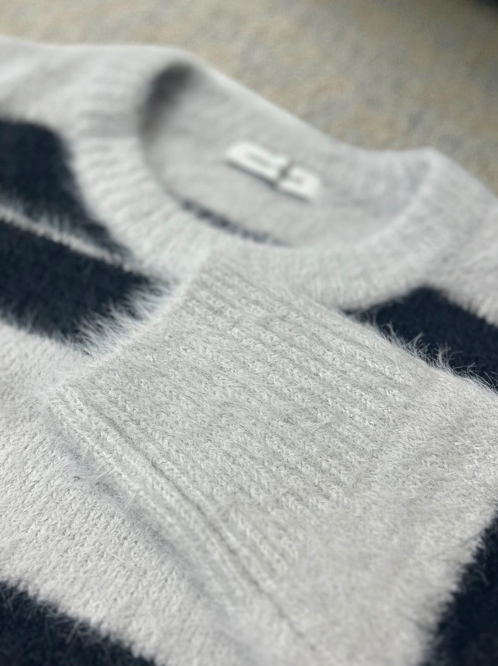 Mohair like shaggy ワイドボーダーニット