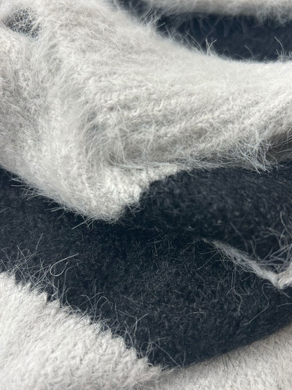Mohair like shaggy ワイドボーダーニット