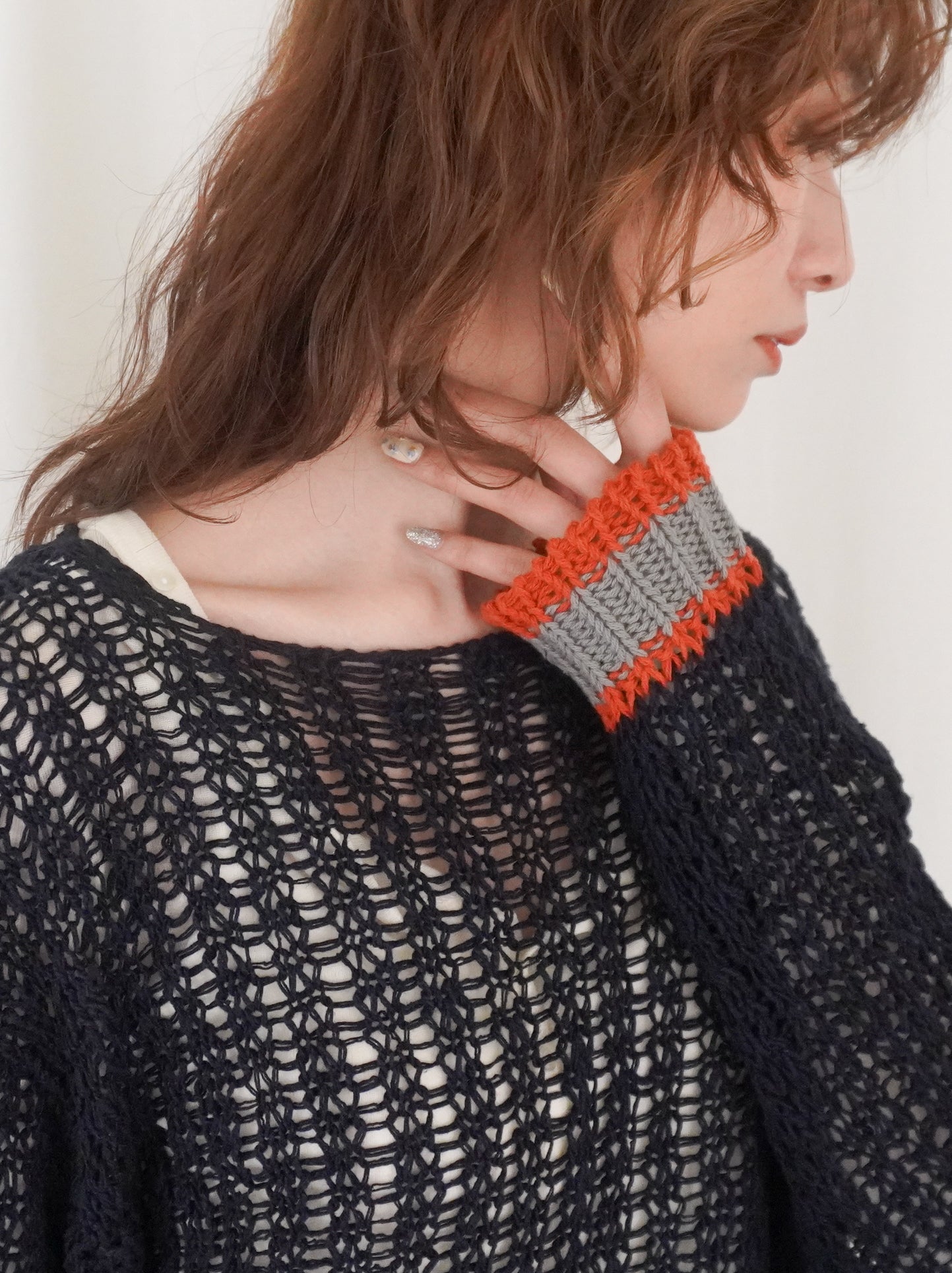 Edge color ルーズメッシュニット