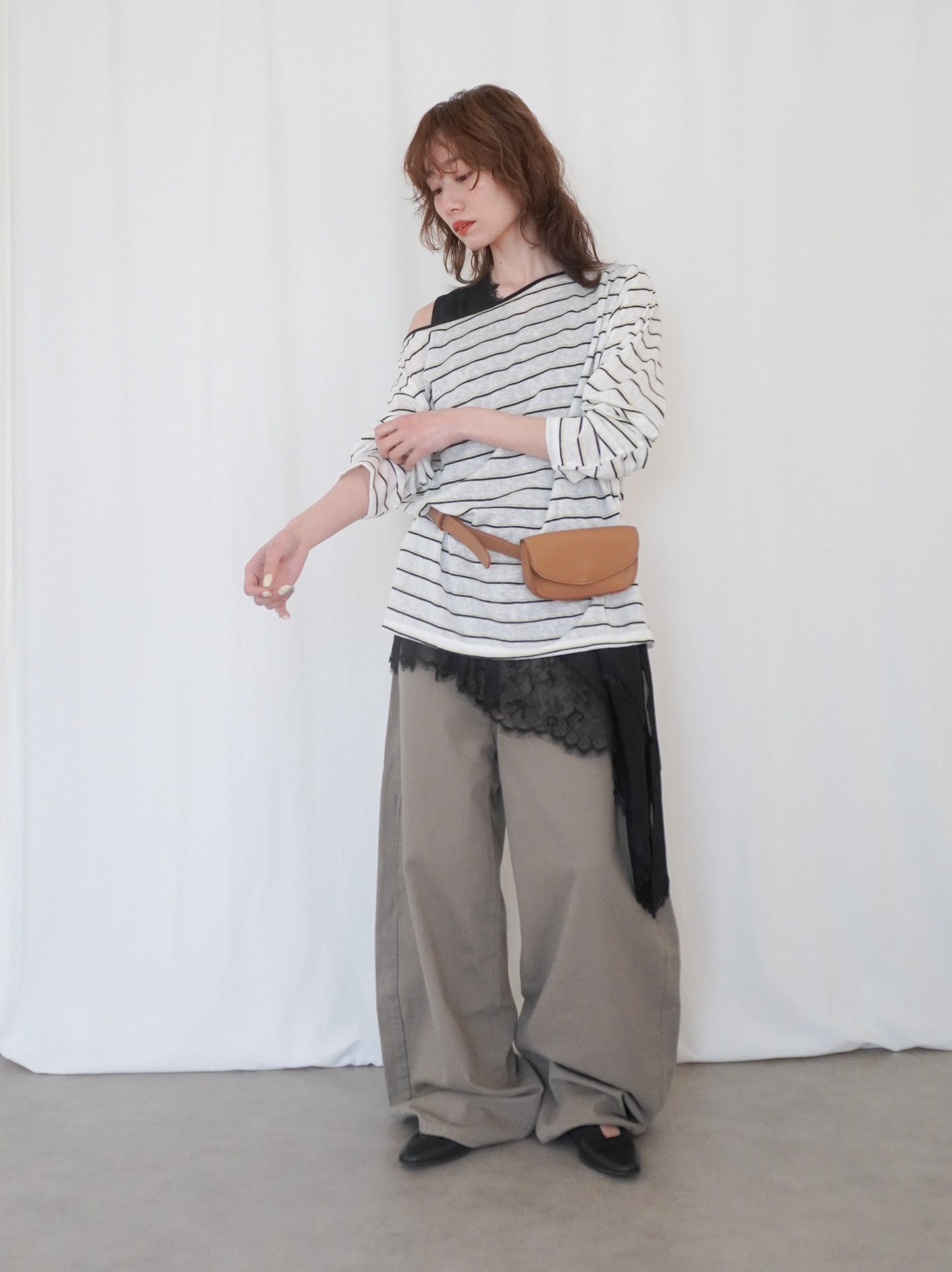 Boat neck smooth ボーダーカットソー