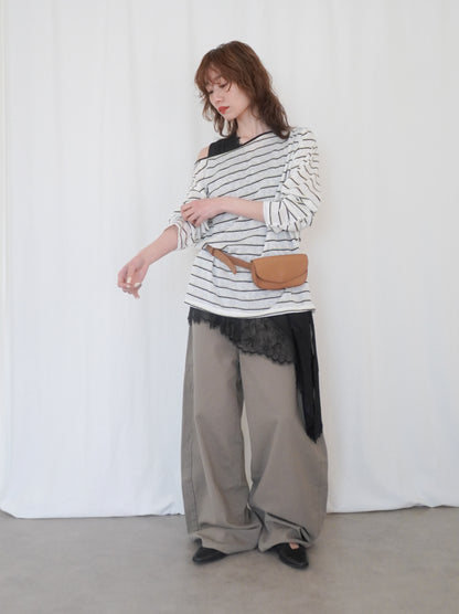 Boat neck smooth ボーダーカットソー
