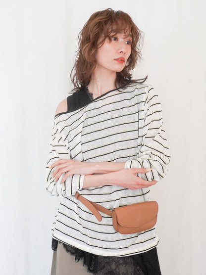 Boat neck smooth ボーダーカットソー
