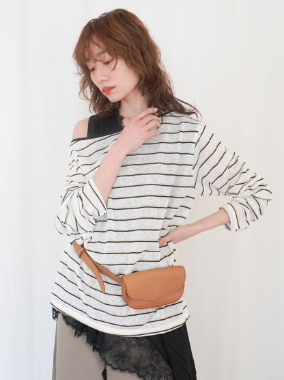 Boat neck smooth ボーダーカットソー