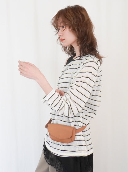 Boat neck smooth ボーダーカットソー