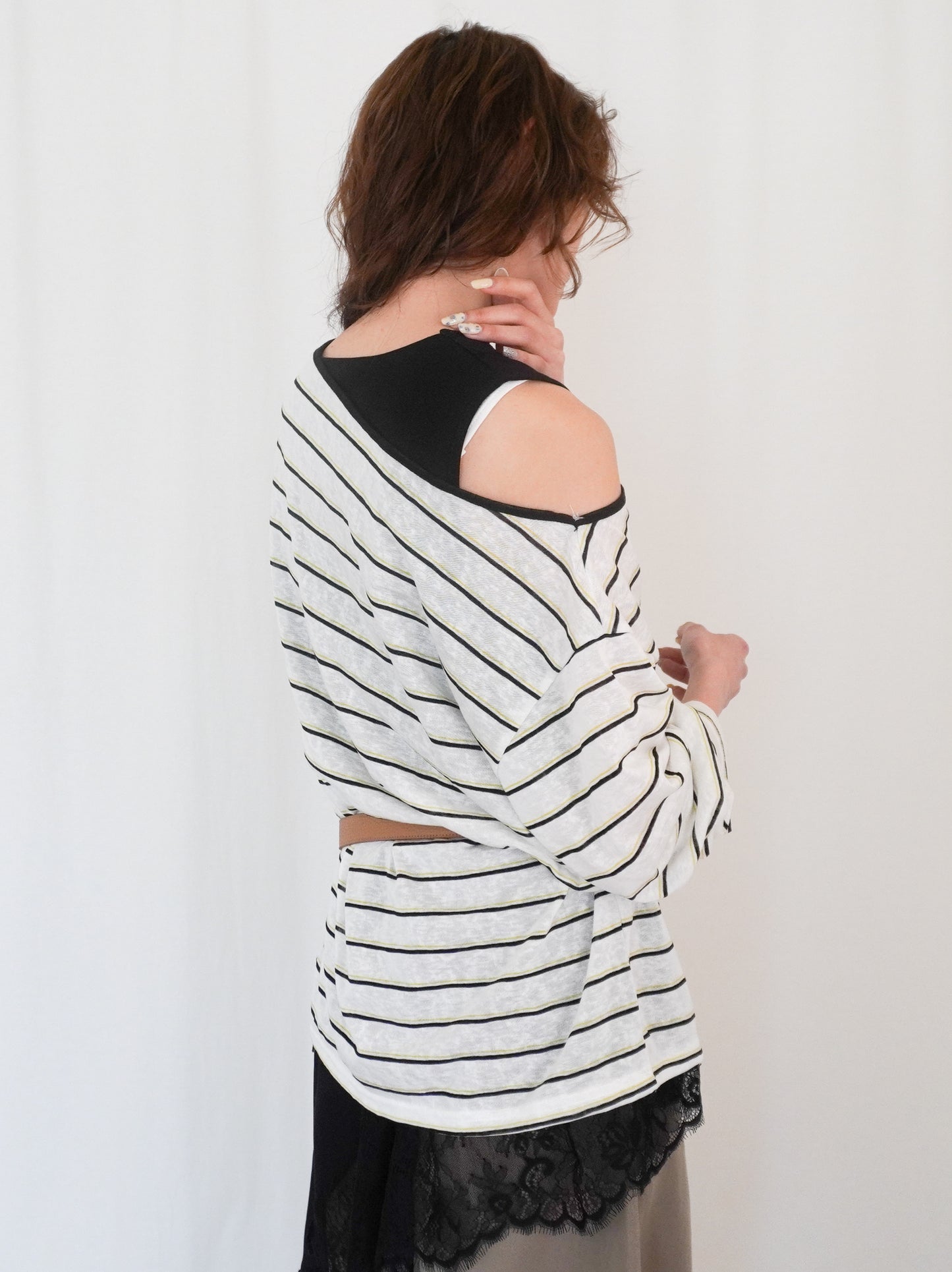 Boat neck smooth ボーダーカットソー
